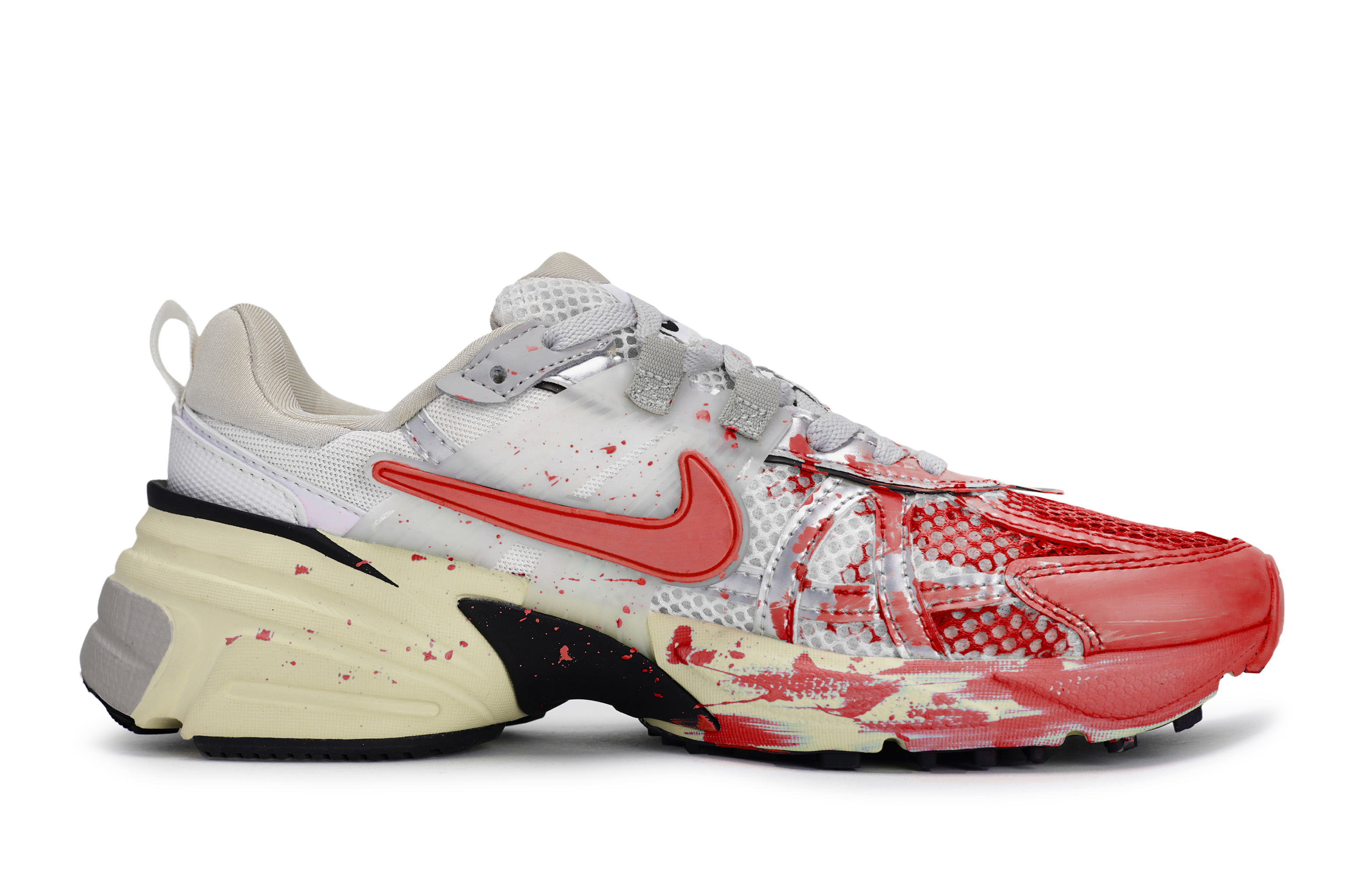 Nike V2K Run Cushioning Slip Resistant Low top Running Shoes Women’s Silver Red