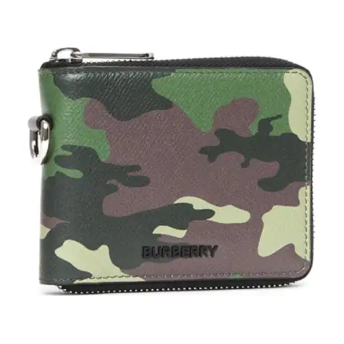 Burberry Leather Wallet, Card Holder Men's Camouflage
