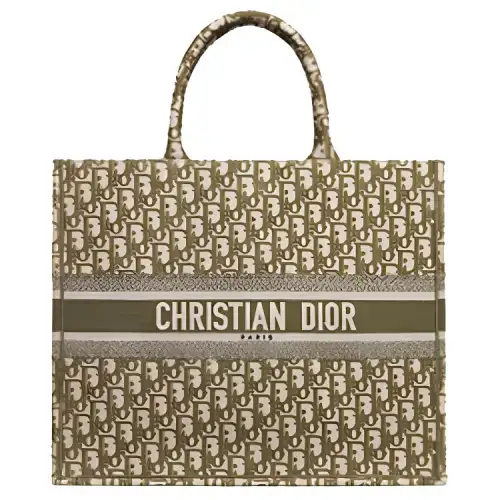 DIOR BookTote Canvas Bag, Tote Bag, Shopping Bag, Handbag Large Women's Green