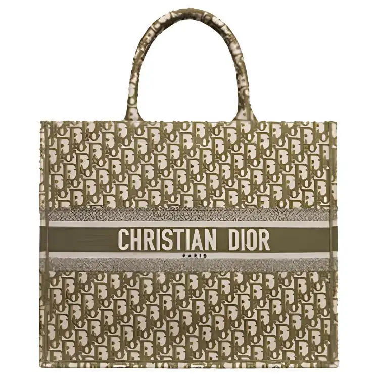 DIOR BookTote Canvas Bag, Tote Bag, Shopping Bag, Handbag Large Women's Green