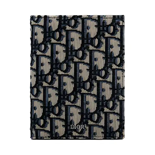 DIOR Embroidery Card Holder Passport Holder Unisex Beige Black