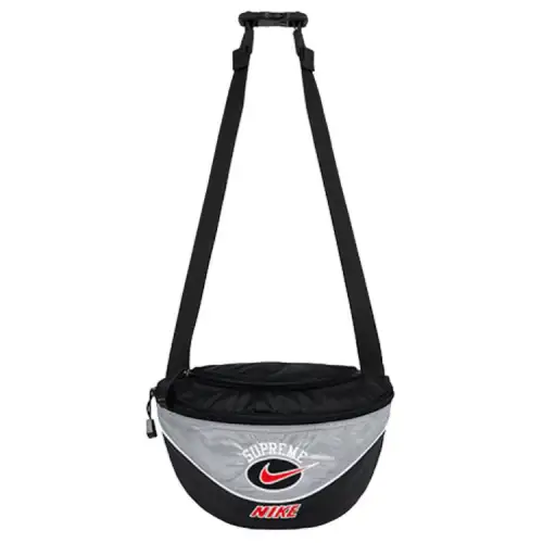 Supreme X Nike Collaboration SS19 Nylon Sling Bag, Fanny Pack Regular Unisex Silver
