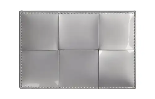 Bottega Veneta Calfskin Card Holder Women's Silver