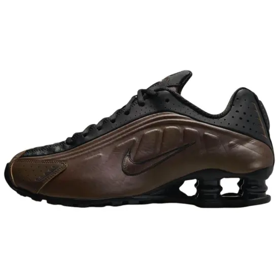 Nike Shox R4 Anti Slip Wear Resistant Low Top Running Shoes Women's Brown Black