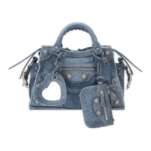 Balenciaga Neo Cagole Fabric Shoulder Bag, Crossbody Bag Extra Small Women's Denim Blue