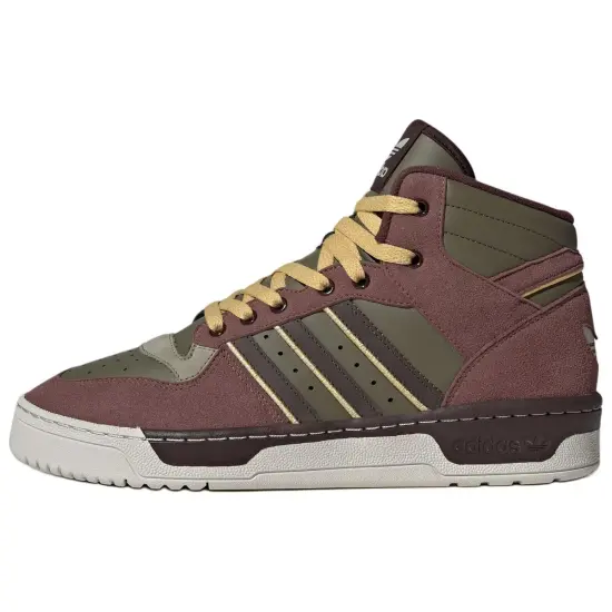 Adidas Originals Rivalry Anti Slip Wear Resistant Mid Top Skateboard Shoes Unisex Brown Green