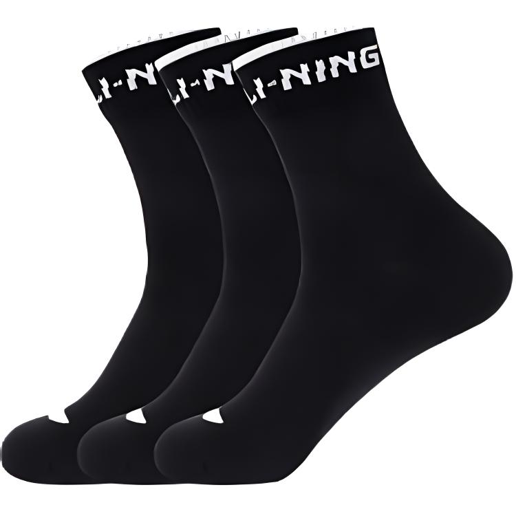 Li Ning Crew Socks Unisex 3 Pack Black