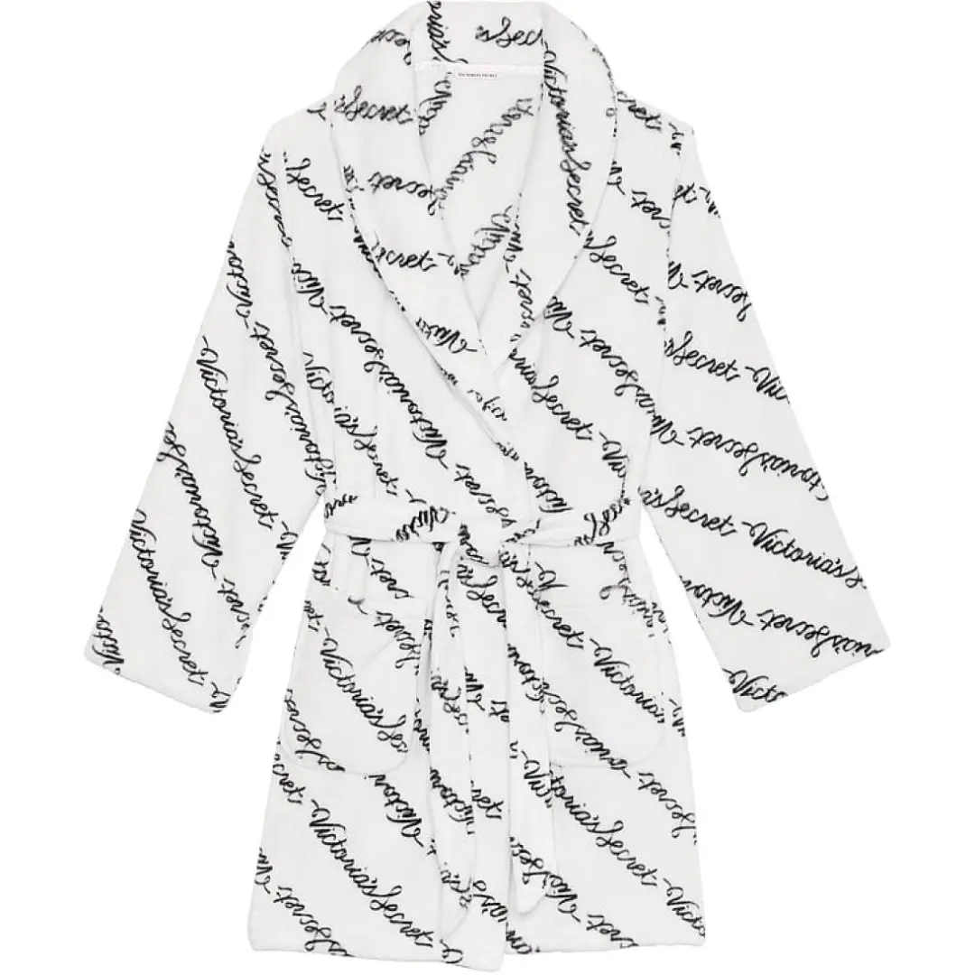Victoria's Secret 24 Big Show Collection THE MIX Sleep Robe Women's White Base Letter Print