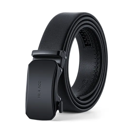 HLA Cow Leather Belts Men's Black Width 3.5cm