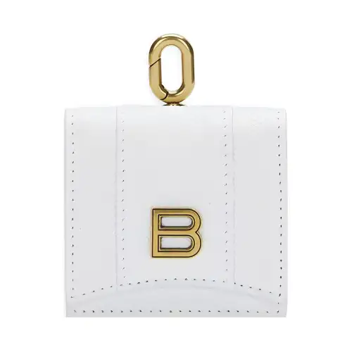Balenciaga Hourglass Soft Textured Cow Leather Earphone Case Women's White