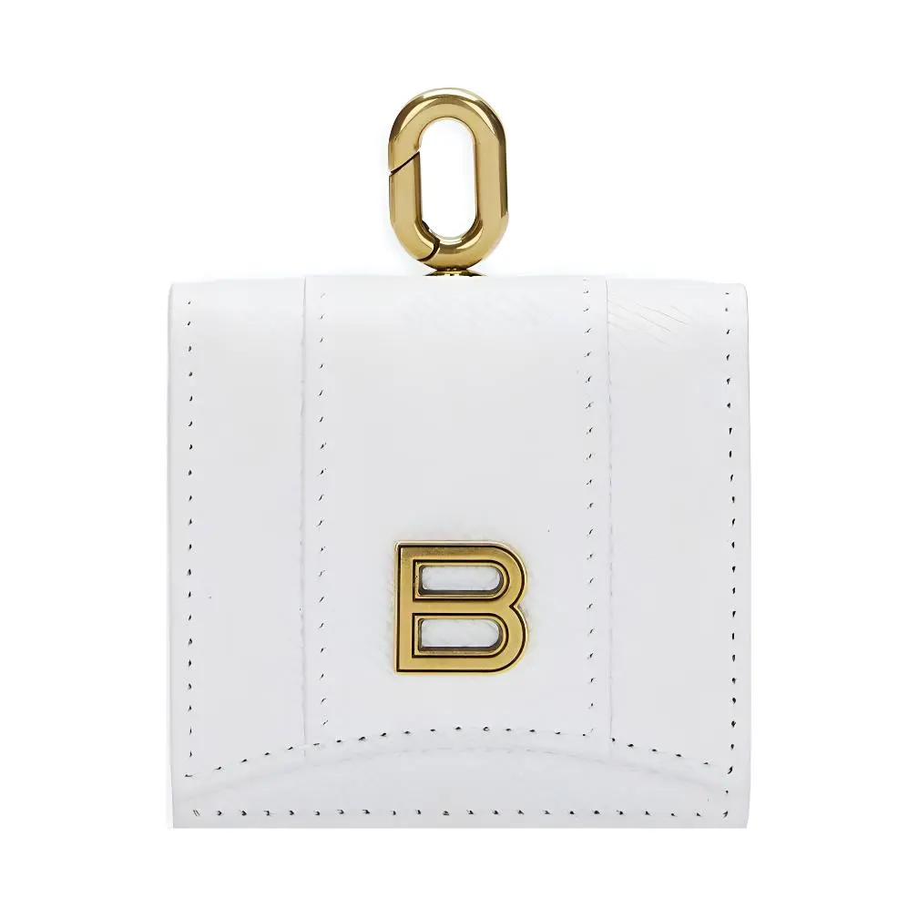 Balenciaga Hourglass Soft Textured Cow Leather Earphone Case Women's White