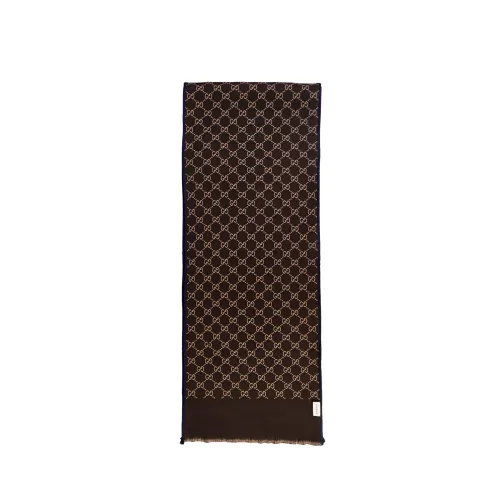 Gucci monogram fringed scarf