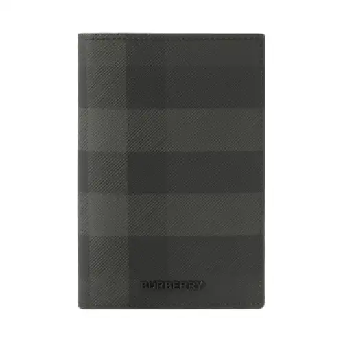 Burberry Artificial Leather Passport Holder Men's Charcoal Gray