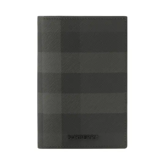 Burberry Artificial Leather Passport Holder Men's Charcoal Gray