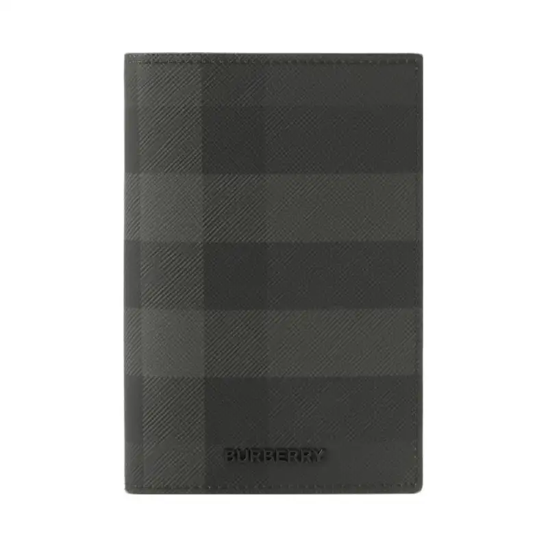 Burberry Artificial Leather Passport Holder Men's Charcoal Gray