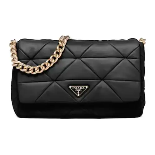 PRADA Soft Sheep Leather Portable Crossbody Bag, Shoulder Bag Women's Black