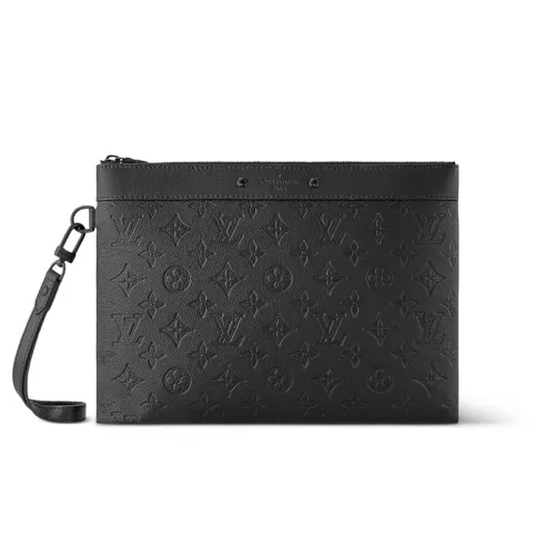 LOUIS VUITTON Pochette To Go Leather With Cow Leather Trim Clutch Regular Men's Black