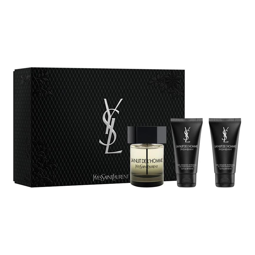 YSL, perfume, wooden set, lavender shower gel, woody notes, 100 ml, 50 ml