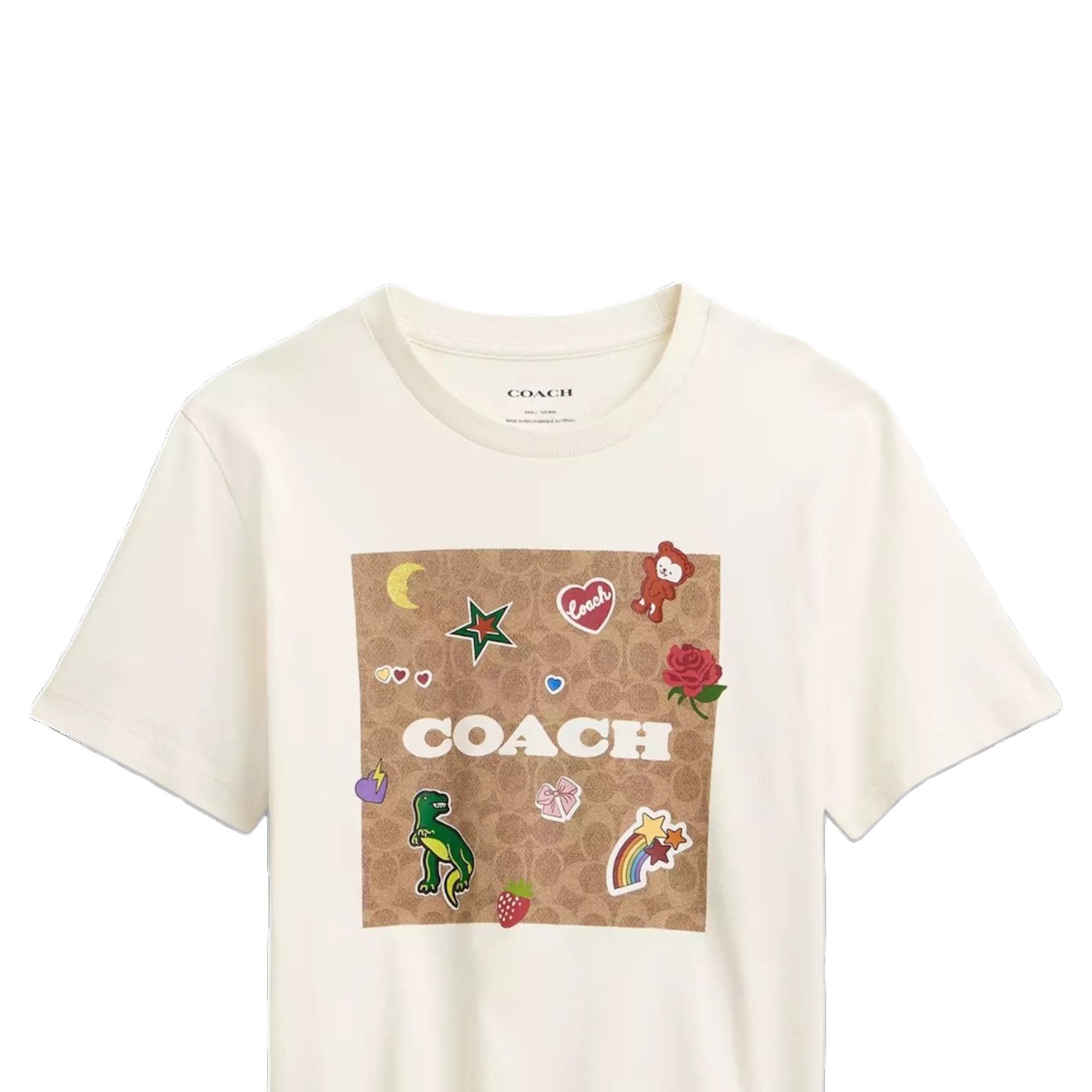 Женская футболка COACH Logo SS24T (кремовая) — фото 6