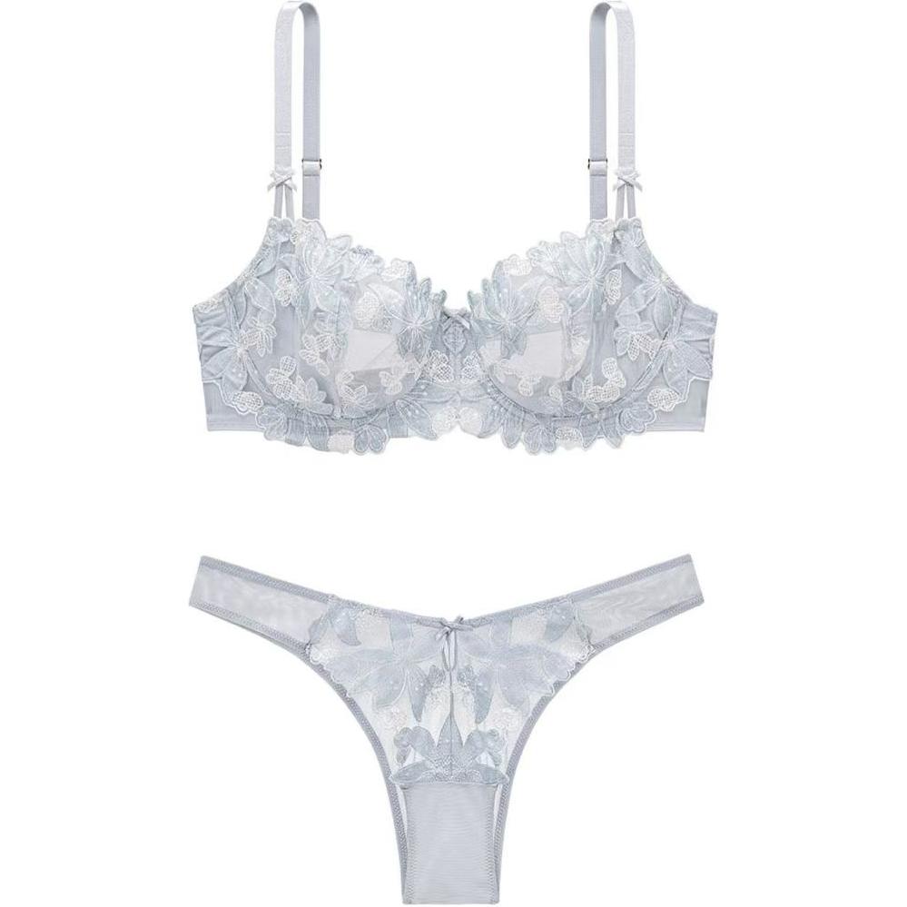 Женский комплект белья Victoria's Secret V-Neck Set (серый)