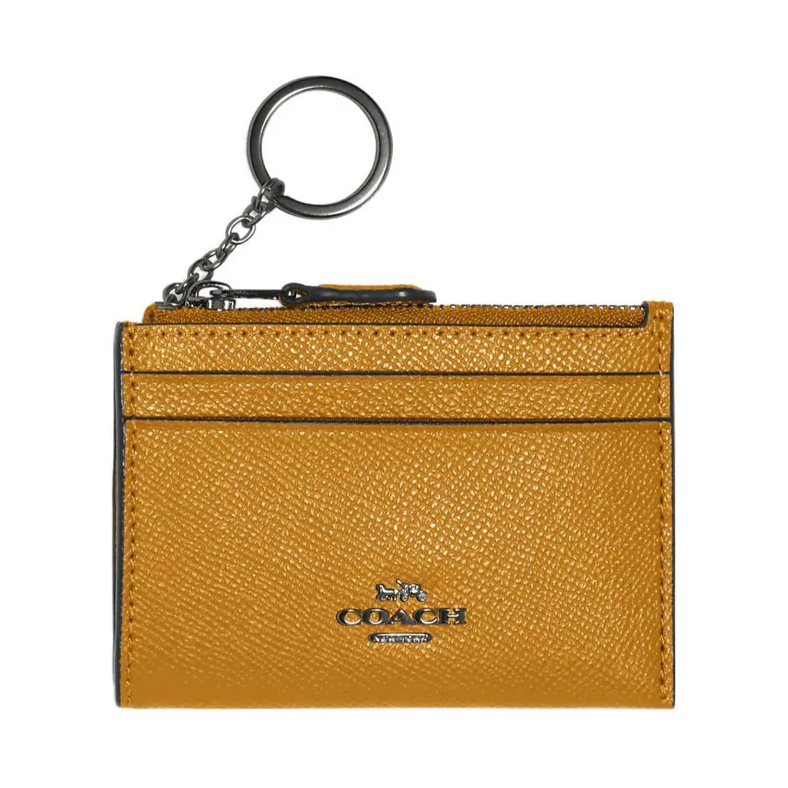 COACH Skinny Id Case Cross Grain Leather Document Bag, Card Holder Mini Women's Daffodil Color