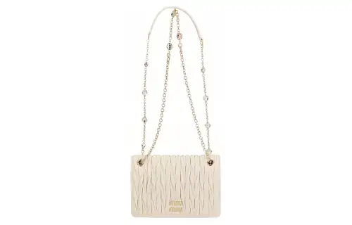 MIU MIU Soft Sheep Leather Portable Crossbody Bag, Shoulder Bag Mini Women's Ecru