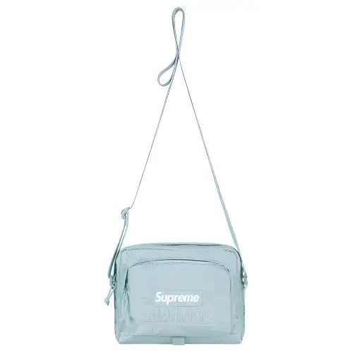 Supreme SS19 Leather Crossbody Bag, Shoulder Bag Unisex Ice Blue