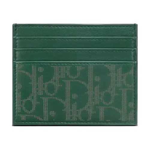 DIOR Cow Leather Card Holder Men's Green