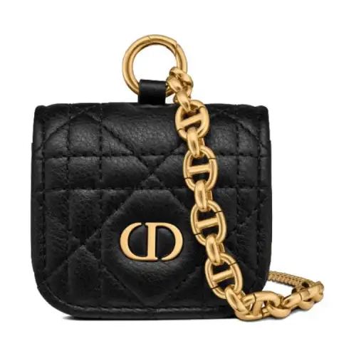 DIOR Caro Leather Headphone Sleeve Women's Black
