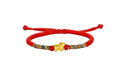 Saturday Blessing 5D hard gold, everything goes well, twelve zodiac series, year of the horse red rope, good luck in the year of the animal, pure gold, fixed price, gold bracelet, same style for men and women