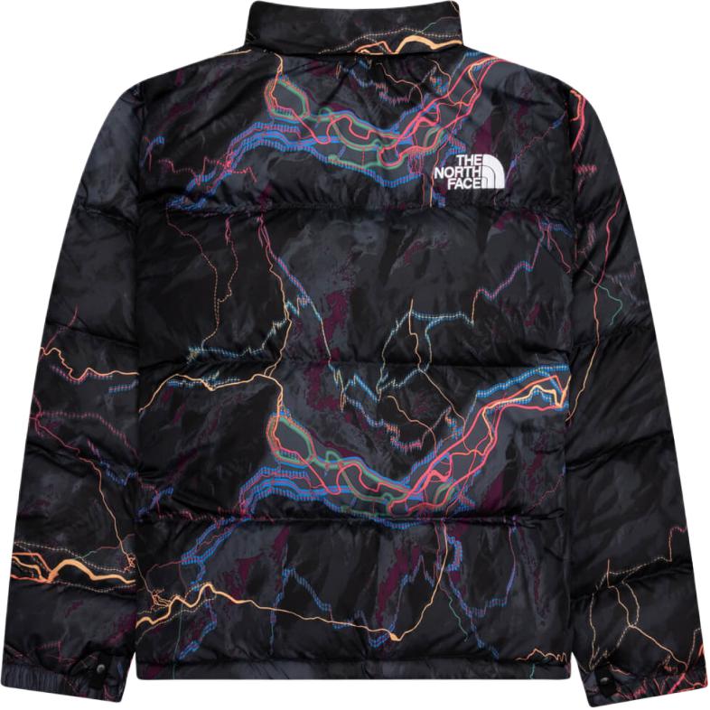 Мужской пуховик The North Face 1996 Nuptse 700 (черный с принтом) — фото 2