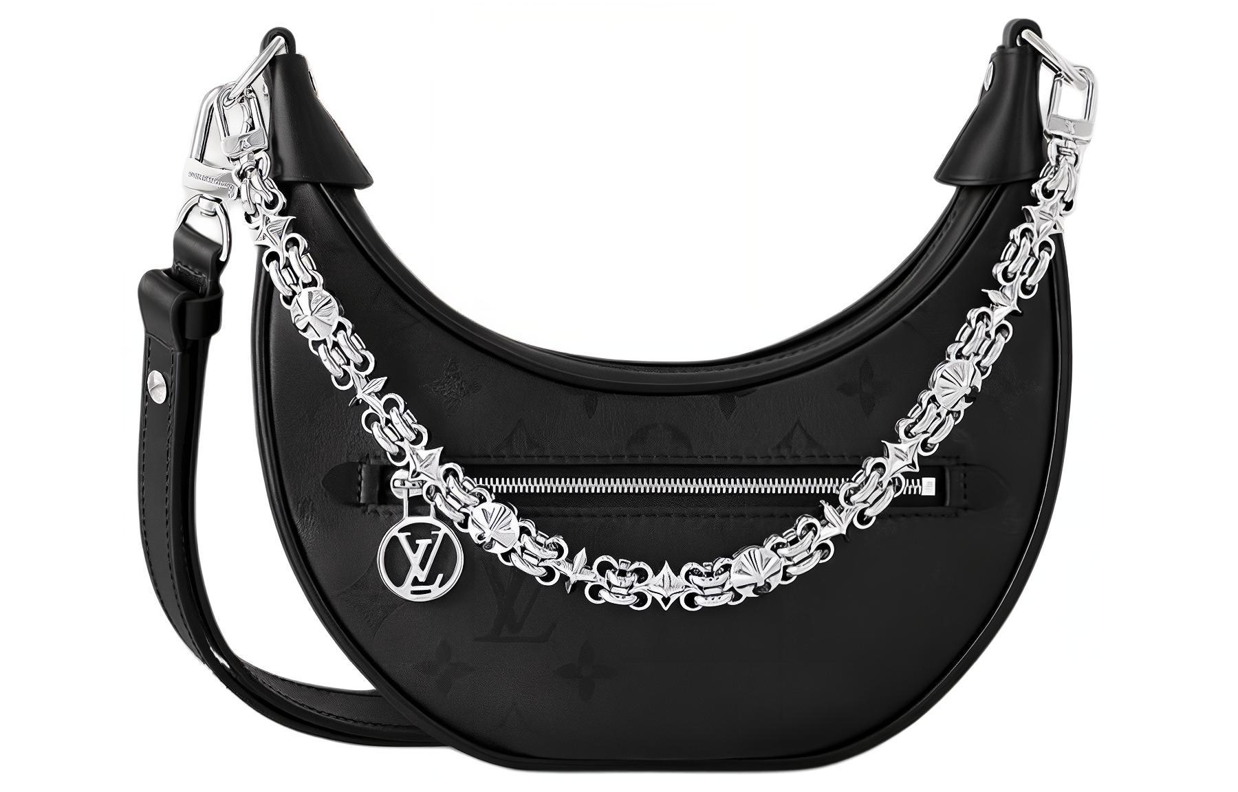 LOUIS VUITTON Loop Smooth Calfskin Crescent Bag, Crossbody Handbag, Shoulder Bag Women's Black