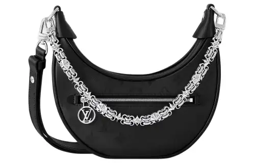LOUIS VUITTON Loop Smooth Calfskin Crescent Bag, Crossbody Handbag, Shoulder Bag Women's Black