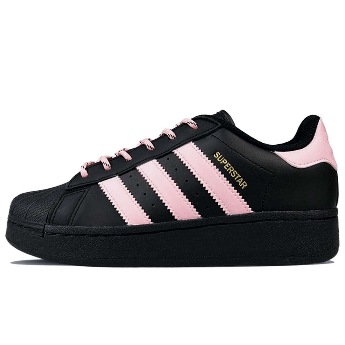 【Индивидуальные кроссовки】 Abidas Originals Superstar XLG черный руководство по смешиванию Pinkberryberry miumiu высокая сорт винтаж розовый красный Пузыри нескользящие Износостойкий с низким вырезом панель обувь мужские и женские фасон унисекс черный розовый