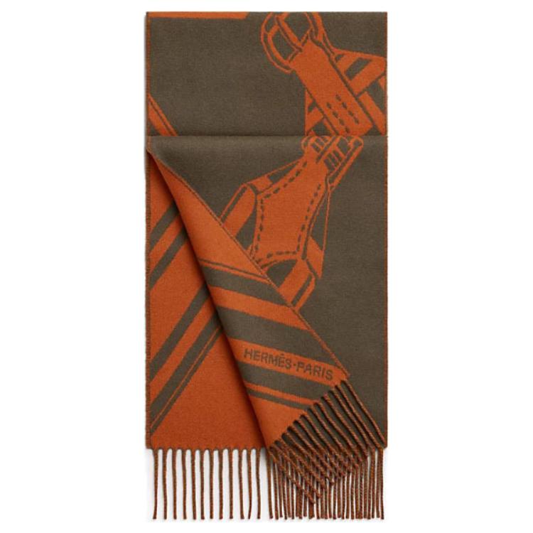 Мужской шарф Hermes Jacquard (тыквенный)