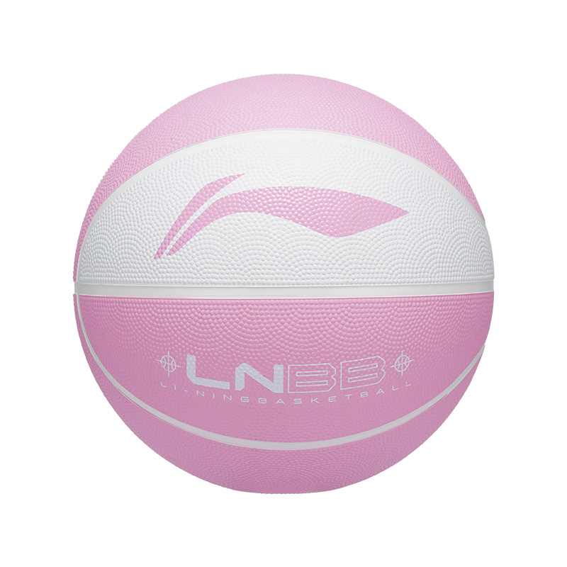 Li Ning Rubber Basketball White Pink Size 5, Size 6, Size 7 Training Competition Unisex China Mainland Version