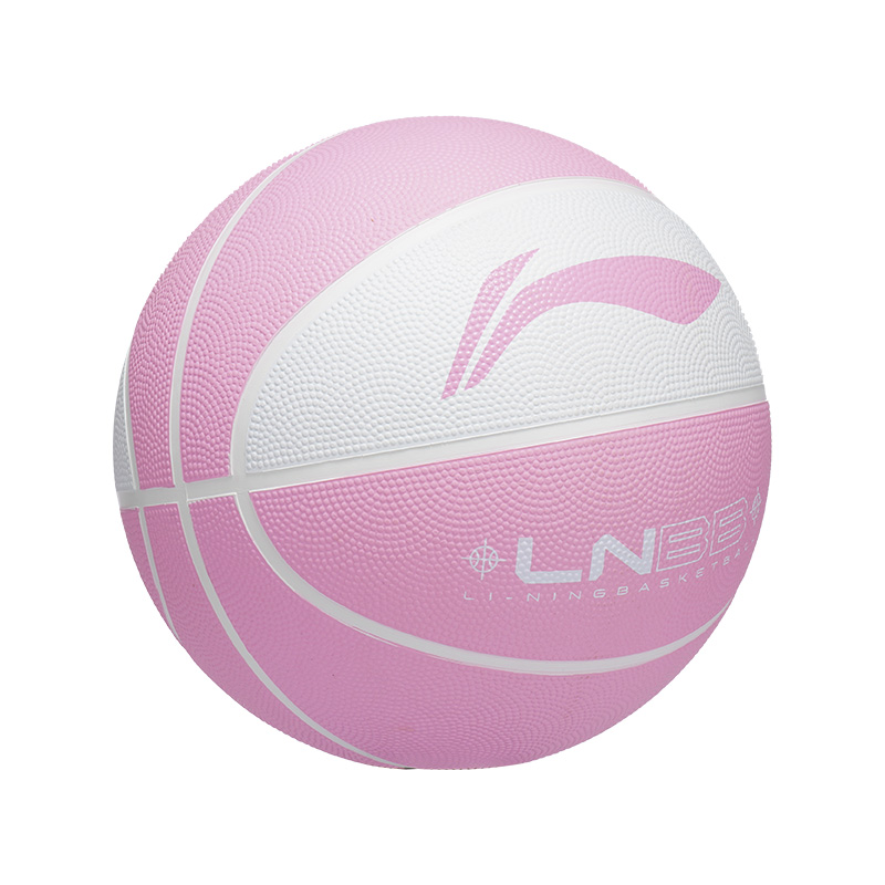 Li Ning Rubber Basketball White Pink Size 5, Size 6, Size 7 Training Competition Unisex China Mainland Version