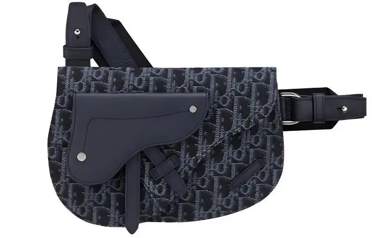 DIOR Saddle Leather Saddle Bag, Sling Bag, Crossbody Bag, Fanny Pack Men's Blue
