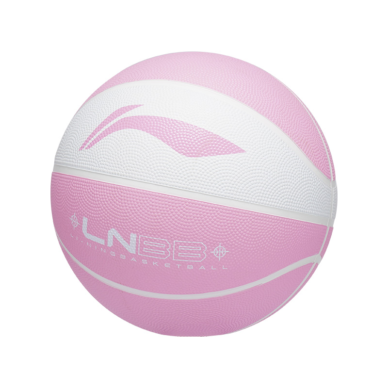 Li Ning Rubber Basketball White Pink Size 5, Size 6, Size 7 Training Competition Unisex China Mainland Version
