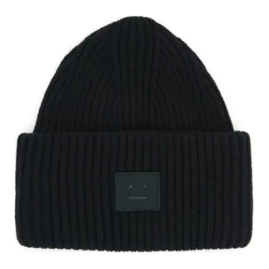 Acne Studios Face-patch Ribbed Knit Beanie
