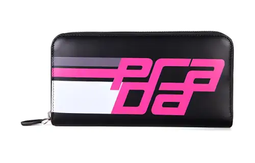 PRADA Zip Closure Cow Leather Wallet Women's Black