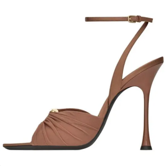 SAINT LAURENT Lola Square Peep Toe Sandals Women's
