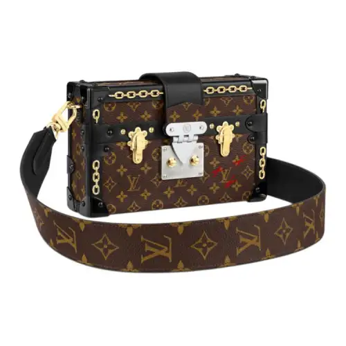 LOUIS VUITTON PETITE MALLE Coated Canvas Hard Box Bag, Shoulder Bag Unisex Brown