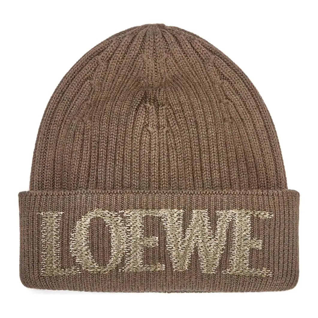 LOEWE Logo Embroidered Ribbed Knit Beanie