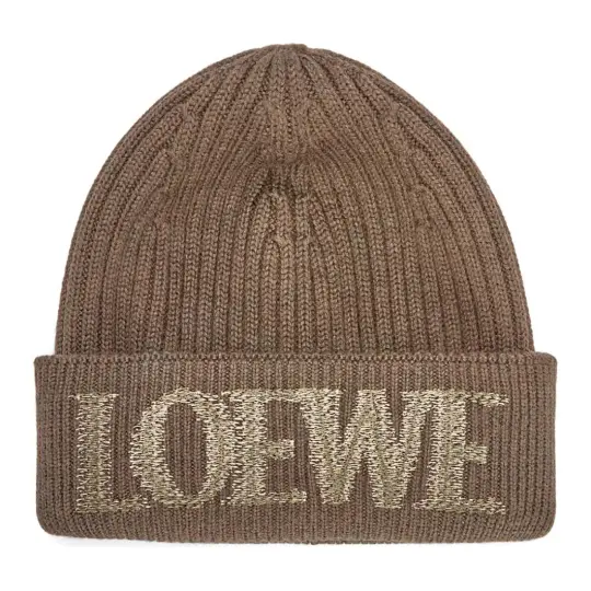 LOEWE Logo Embroidered Ribbed Knit Beanie