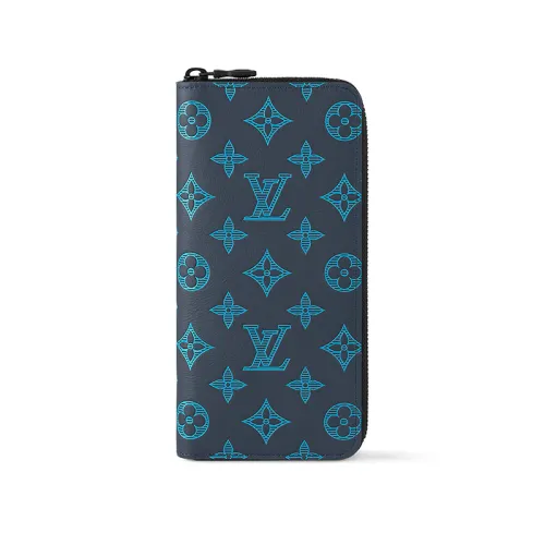 LOUIS VUITTON Zippy Cow Leather Wallet Men's Dark Blue