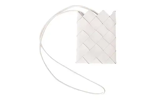 Bottega Veneta Leather Cell Phone Pouch, Crossbody Bag, Shoulder Bag Women's White