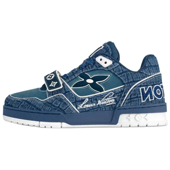 LOUIS VUITTON Trainer Skateboard Shoes Men Low-Top Sea Blue