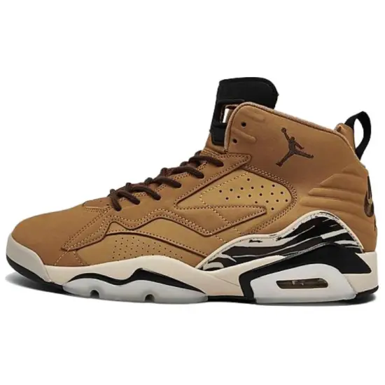 Jordan Jumpman MVP Anti Slip Wear Resistant Mid Top Vintage Basketball Shoes Men's Brown Black