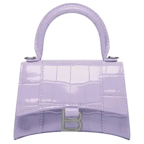 Balenciaga Hourglass Cow Leather Shoulder Bag, Crossbody Bag, Handbag Mini Women's Bright Purple